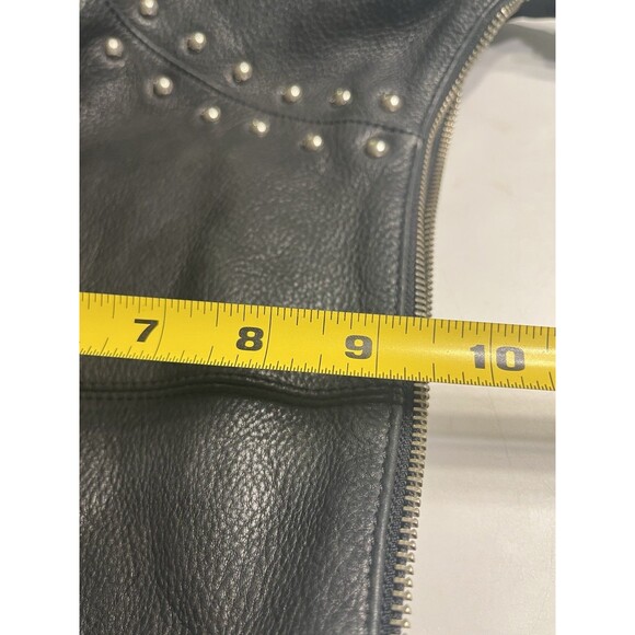 Black Leather Silver Studded Hobo Bag Purse By Franco Sarto - Picture 9 of 16